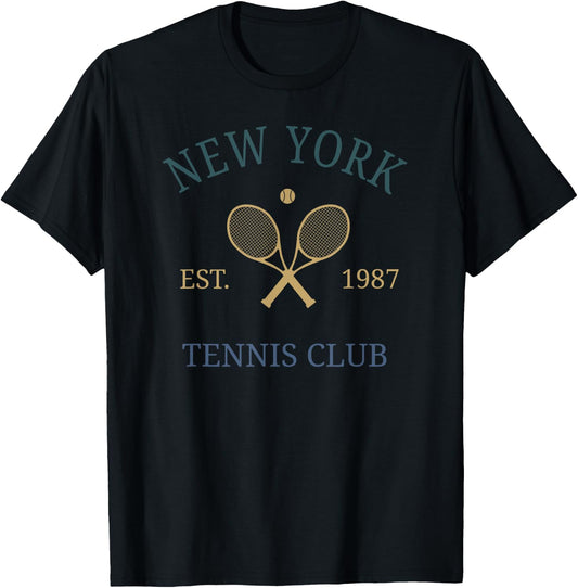 New York Athletics Tennis Club Racquet Prep NY 90s Vintage T-Shirt - T-Shirt | Black