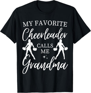 My Favorite Cheerleader Calls Me Grandma Sports Cheer Family T-Shirt - T-Shirt | Black