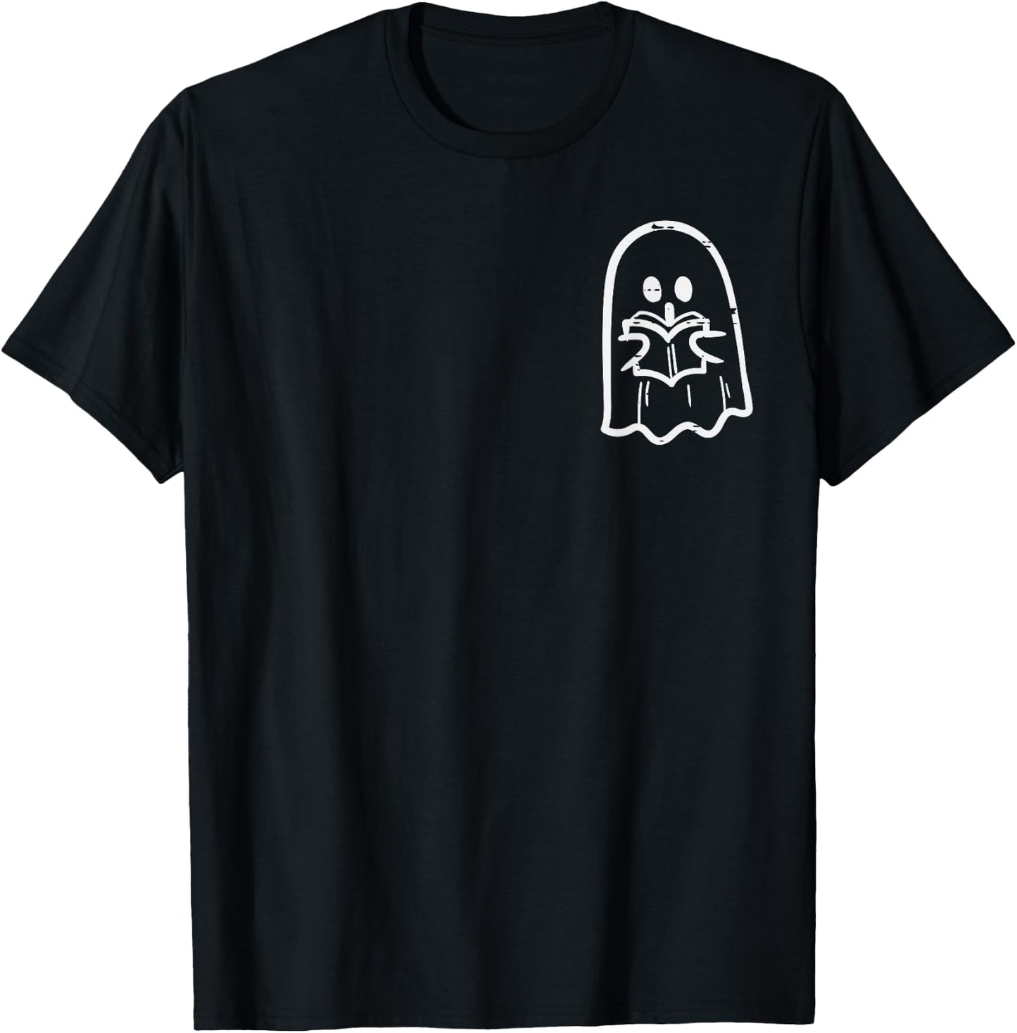 Ghost Reading Book Pocket Halloween Costume Bookworm Teacher T-Shirt - T-Shirt | Black