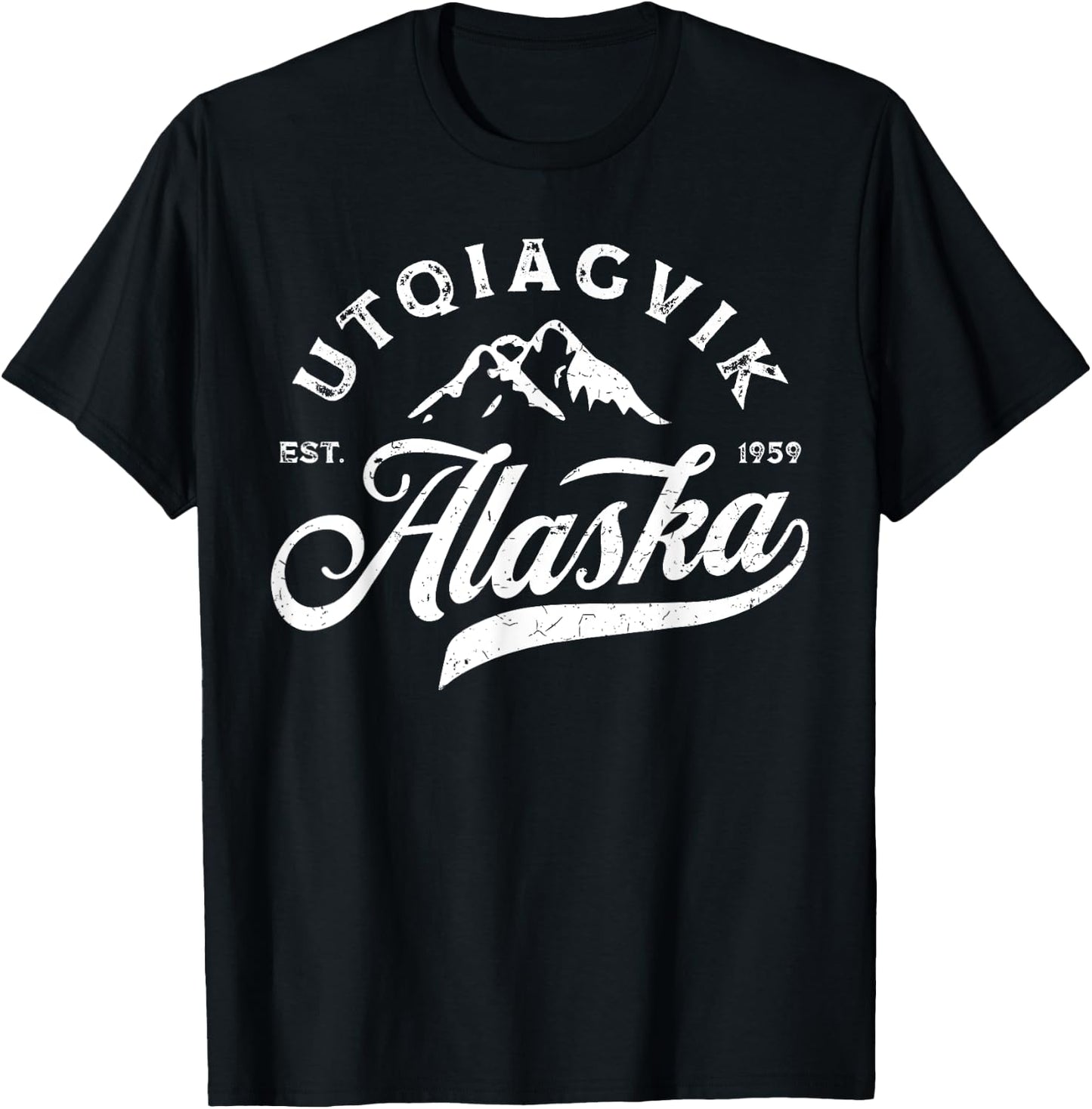 Vintage Utqiagvik Alaska AK Mountains Vacation Souvenir T-Shirt - T-Shirt | Black