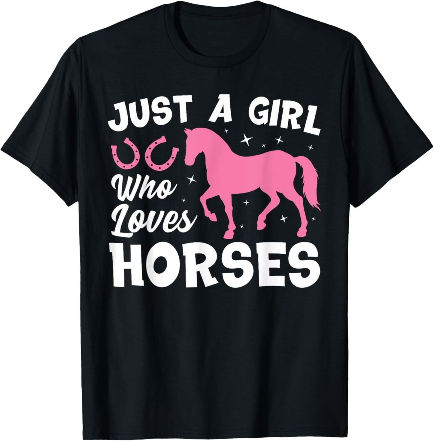 Cute Horse Design Girls Horse Riding Equestrian T-Shirt - T-Shirt | Black