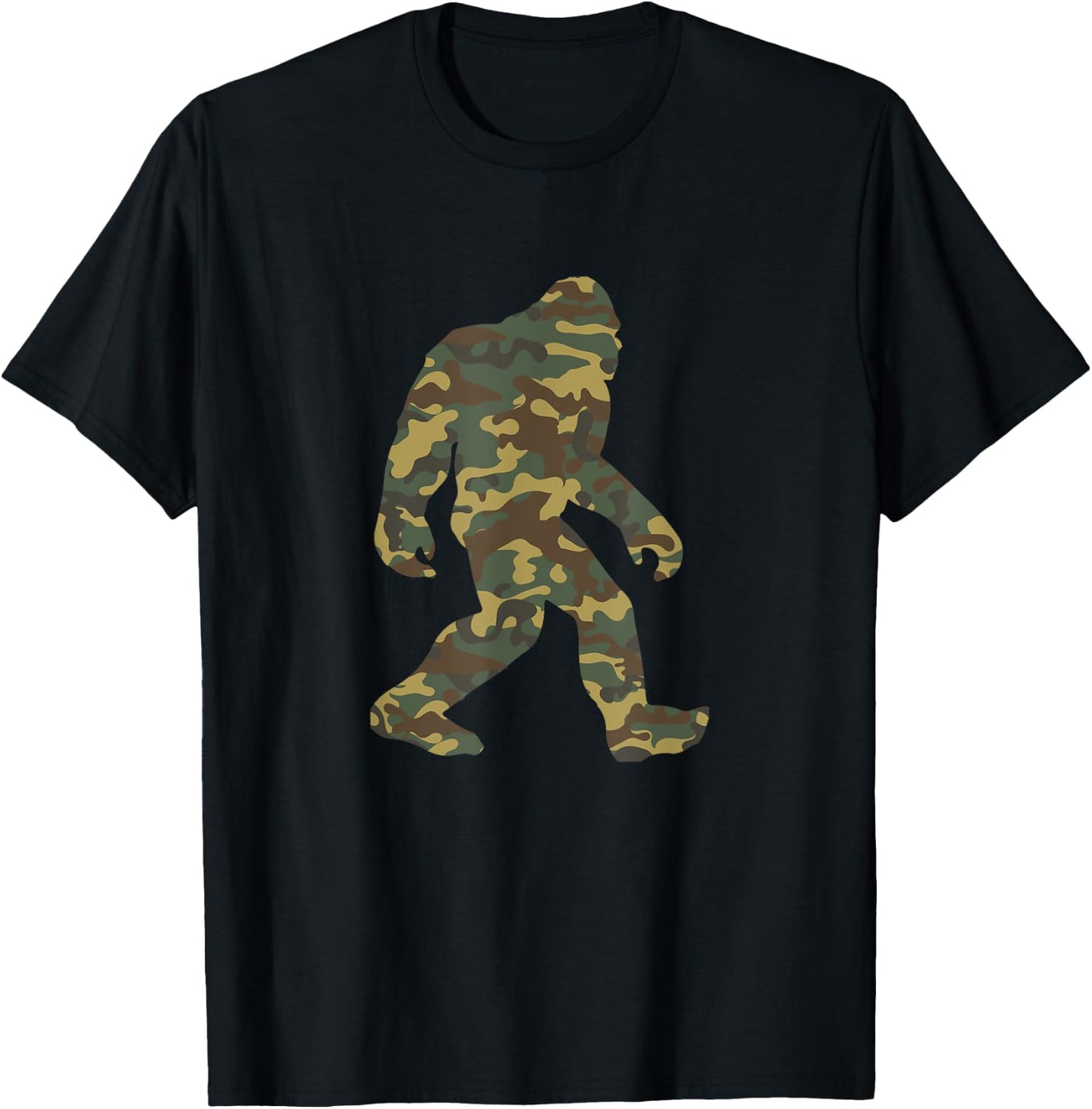 Camouflage Bigfoot Sasquatch Camo Army Pattern Big Foot T-Shirt - T-Shirt | Black