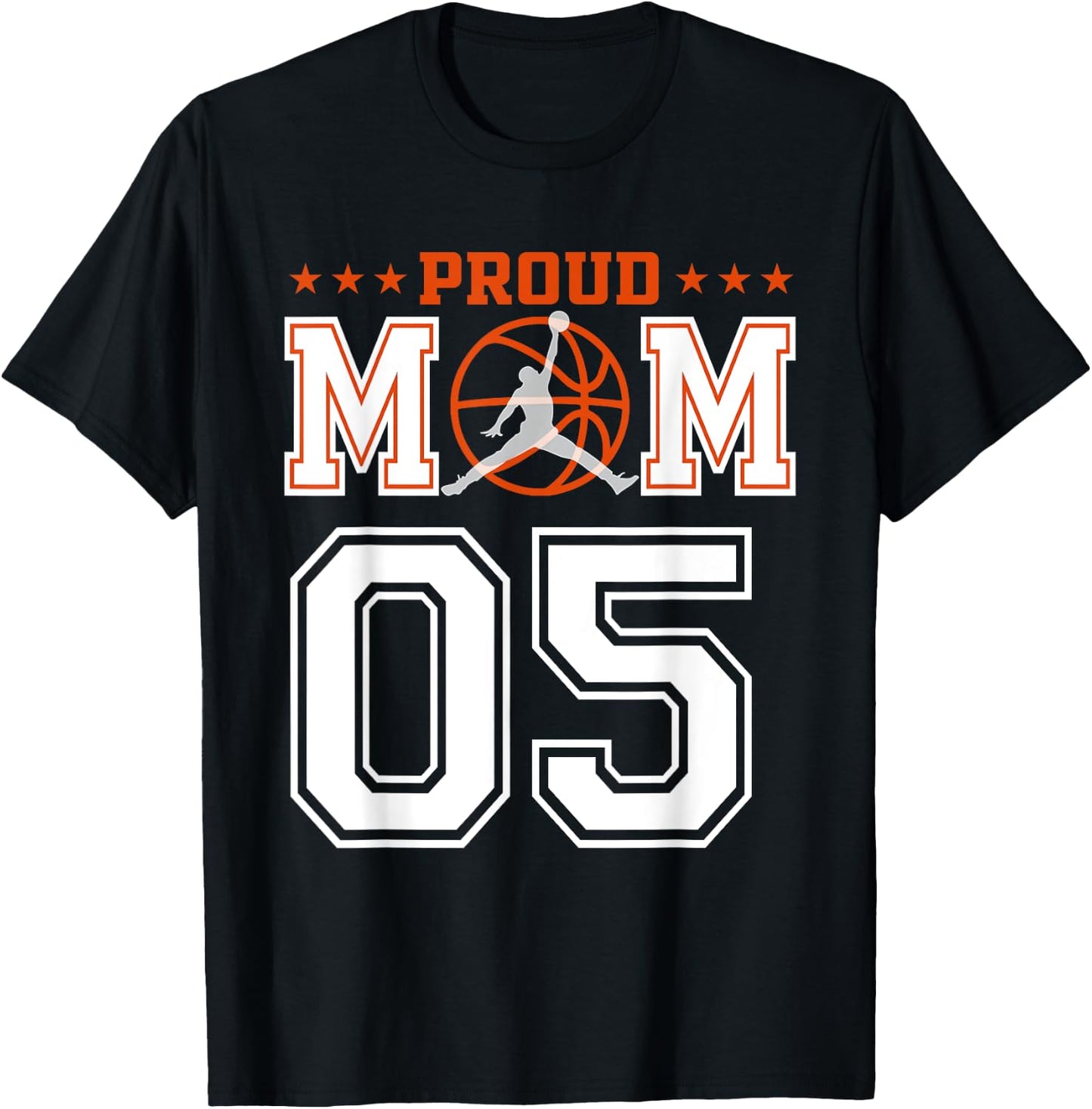 Custom Number 05 Proud Basketball Mom Personalized Sport Lov T-Shirt - T-Shirt | Black