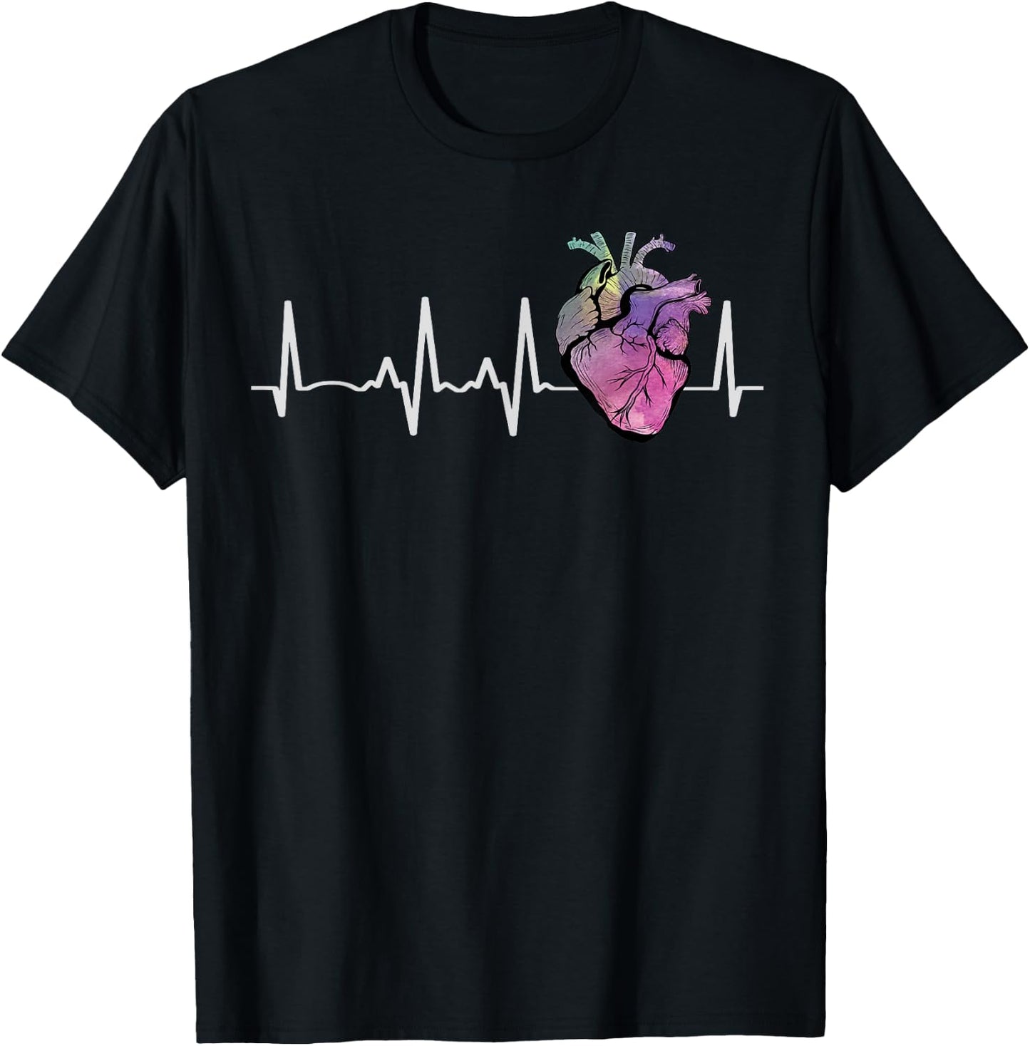 Heartbeat From Real Human Heart Medical Anatomical Graphic T-Shirt - T-Shirt | Black