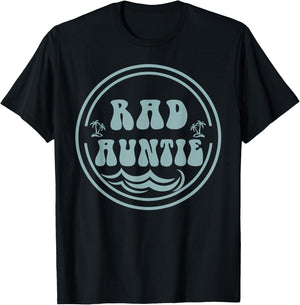 Rad Auntie Surf Matching Birthday The Big One 1st Birthday T-Shirt - T-Shirt | Black