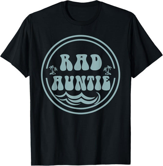 Rad Auntie Surf Matching Birthday The Big One 1st Birthday T-Shirt - T-Shirt | Black