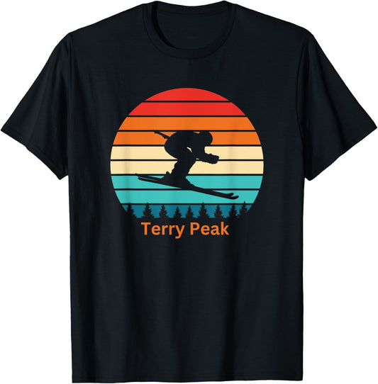 Terry Peak South Dakota Ski Resort Sunset T-Shirt - T-Shirt | Black