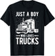 Just a Boy Who Loves Trucks Kids Semi Truck Trucking T-Shirt - T-Shirt | Black