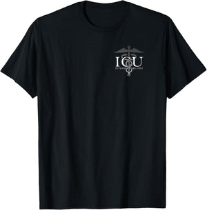 Medical Professional Designs and Gifts - ICU - Black - - Small - Short Sleeve - Modern - Professional - Healthcare Professionals T-Shirt - T-Shirt | Black