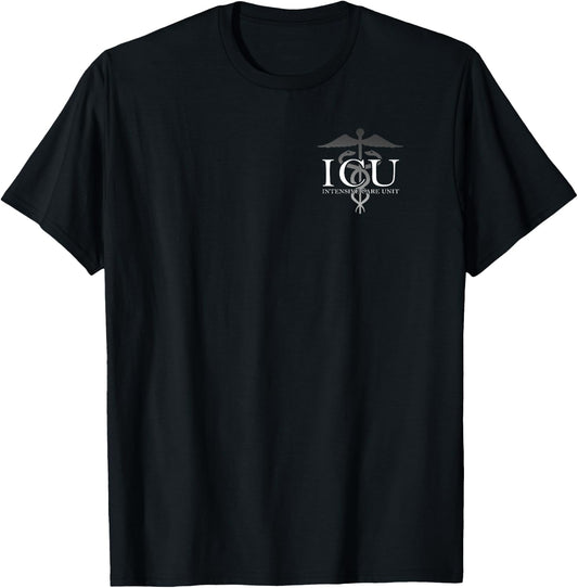 Medical Professional Designs and Gifts - ICU - Black - - Small - Short Sleeve - Modern - Professional - Healthcare Professionals T-Shirt - T-Shirt | Black