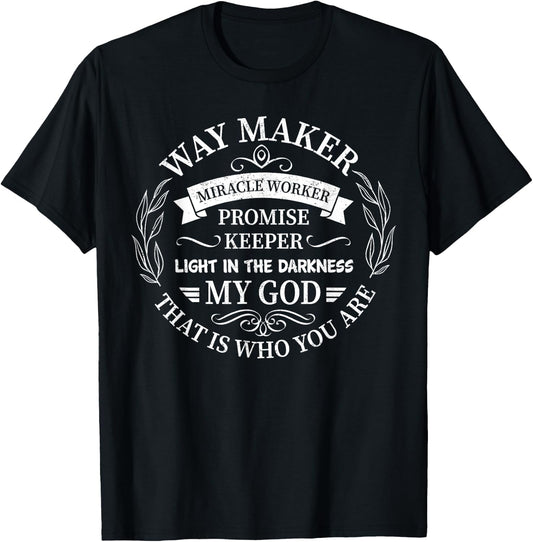Waymaker Promise Keeper Miracle Worker Christian T-Shirt - T-Shirt | Black