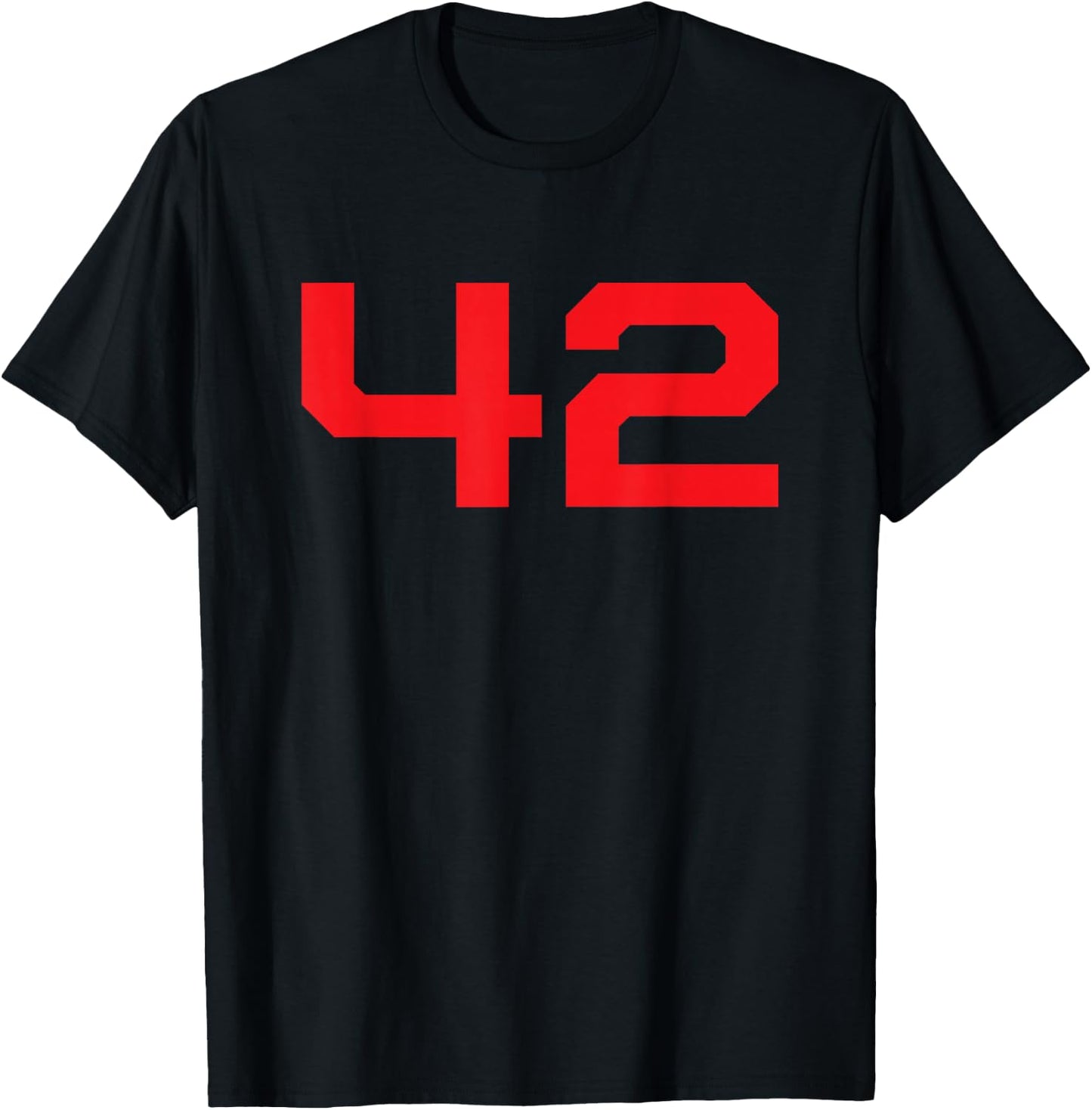 Red Sports Team Number #42 T-Shirt - T-Shirt | Black