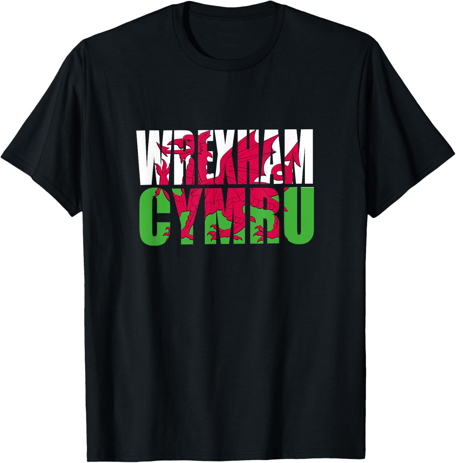 Wrexham Wales Flag Welsh Dragon Men Women Kids Flags Cymru T-Shirt - T-Shirt | Black