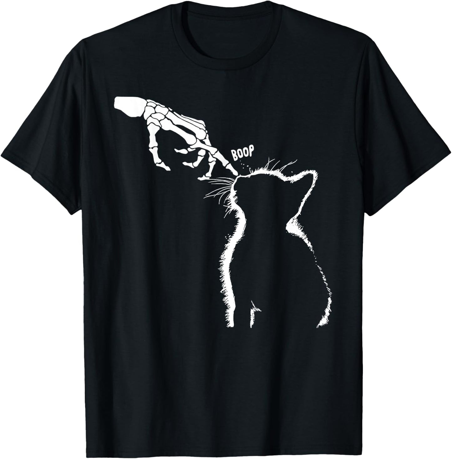 Cat Halloween Costume Funny Skeleton Hand Boop Cat Nose Pet Men Women Kids T-Shirt - T-Shirt | Black