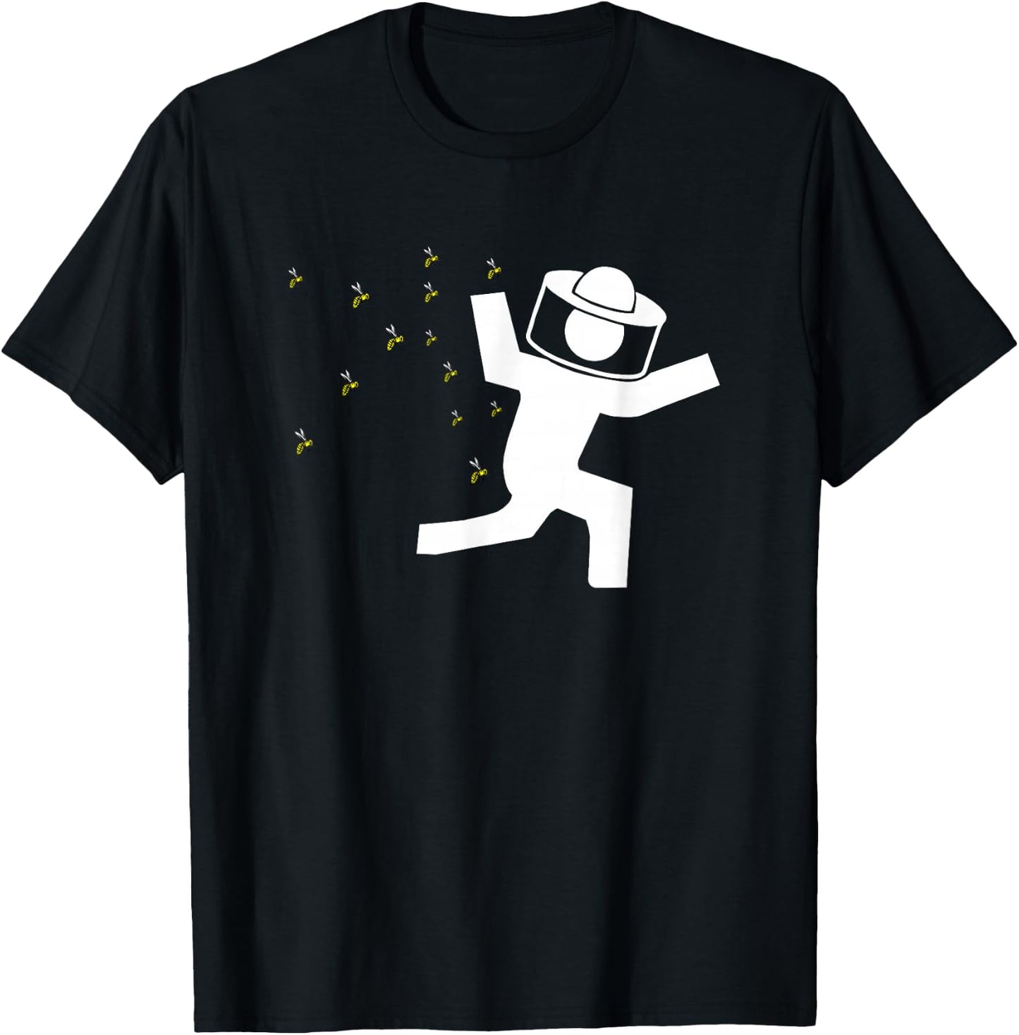 Beekeeper Chased by Bees Funny Running Beekeeper T-Shirt - T-Shirt | Black