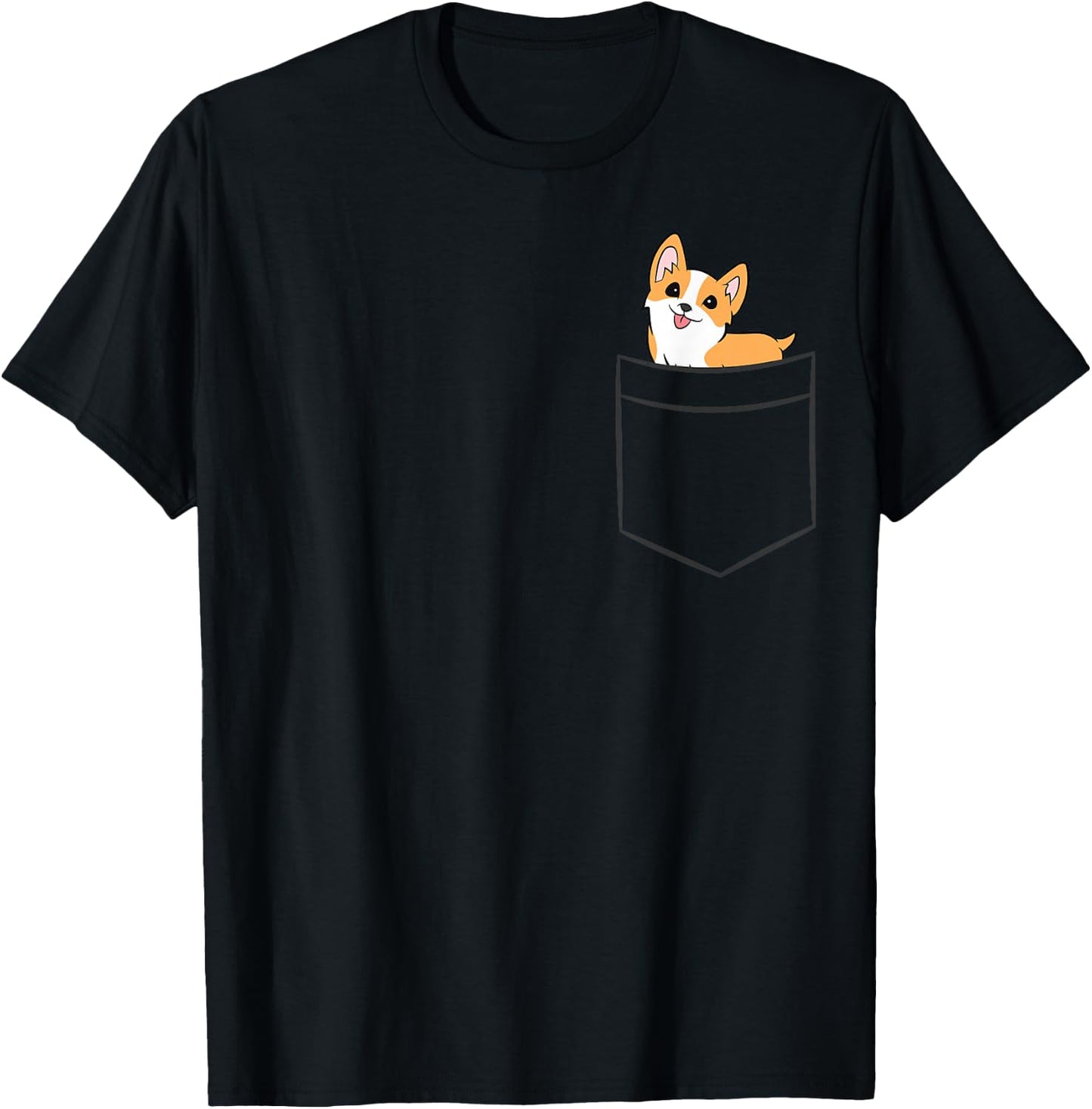 Corgi Dog In A Pocket Funny Pembroke Welsh Corgi T-Shirt - T-Shirt | Black