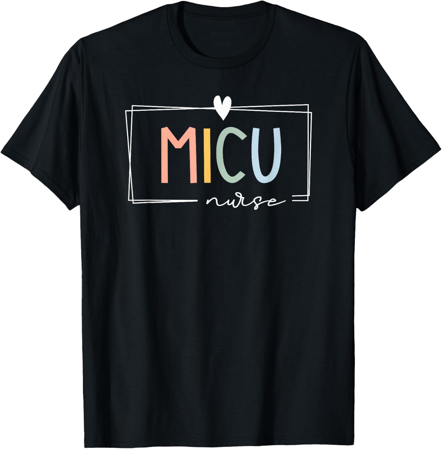 Retro MICU Nurse ICU Medical Rainbow Team Critical Care T-Shirt - T-Shirt | Black