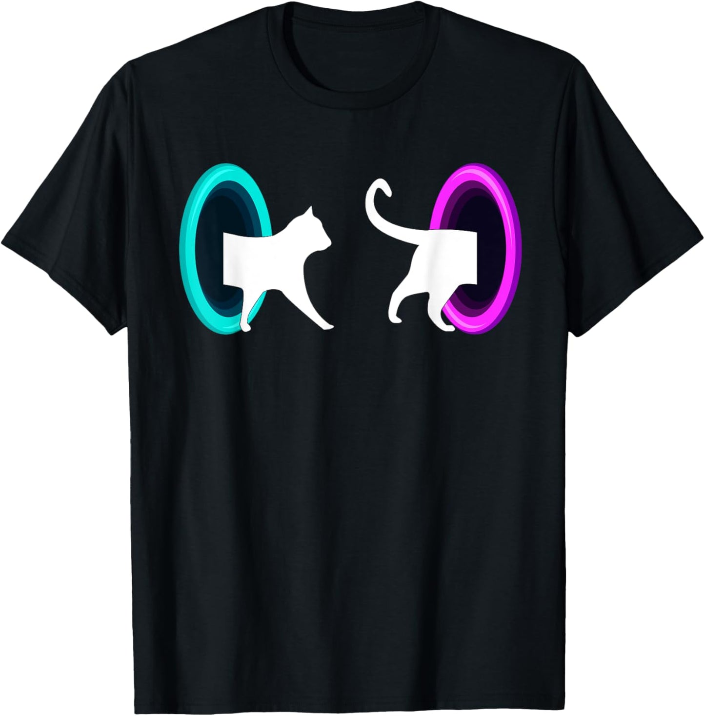 Cat Portal - Cat Time Travel, Science Cat, Physics Cat T-Shirt - T-Shirt | Black