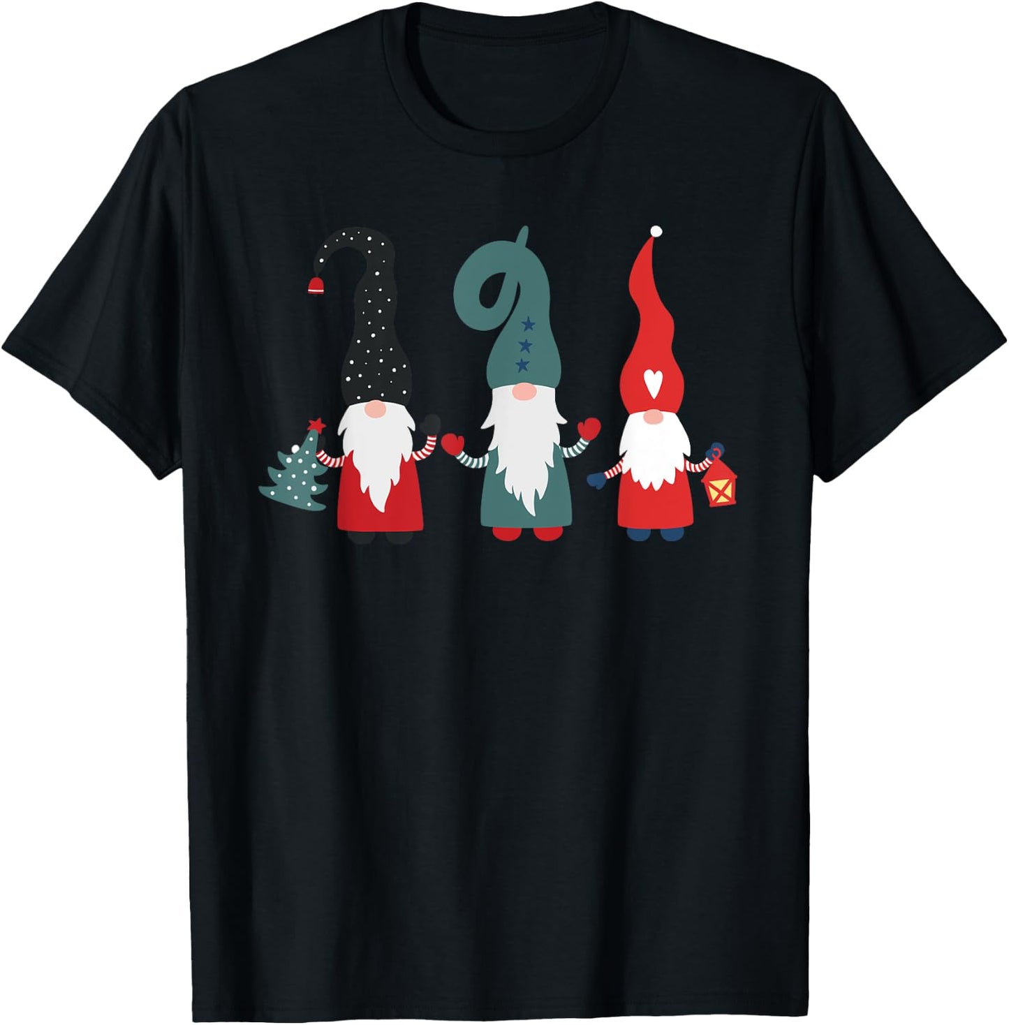 Nordic Christmas Gnomes, Hygge Holiday, Cute Gnomes, Gnome T-Shirt - T-Shirt | Black