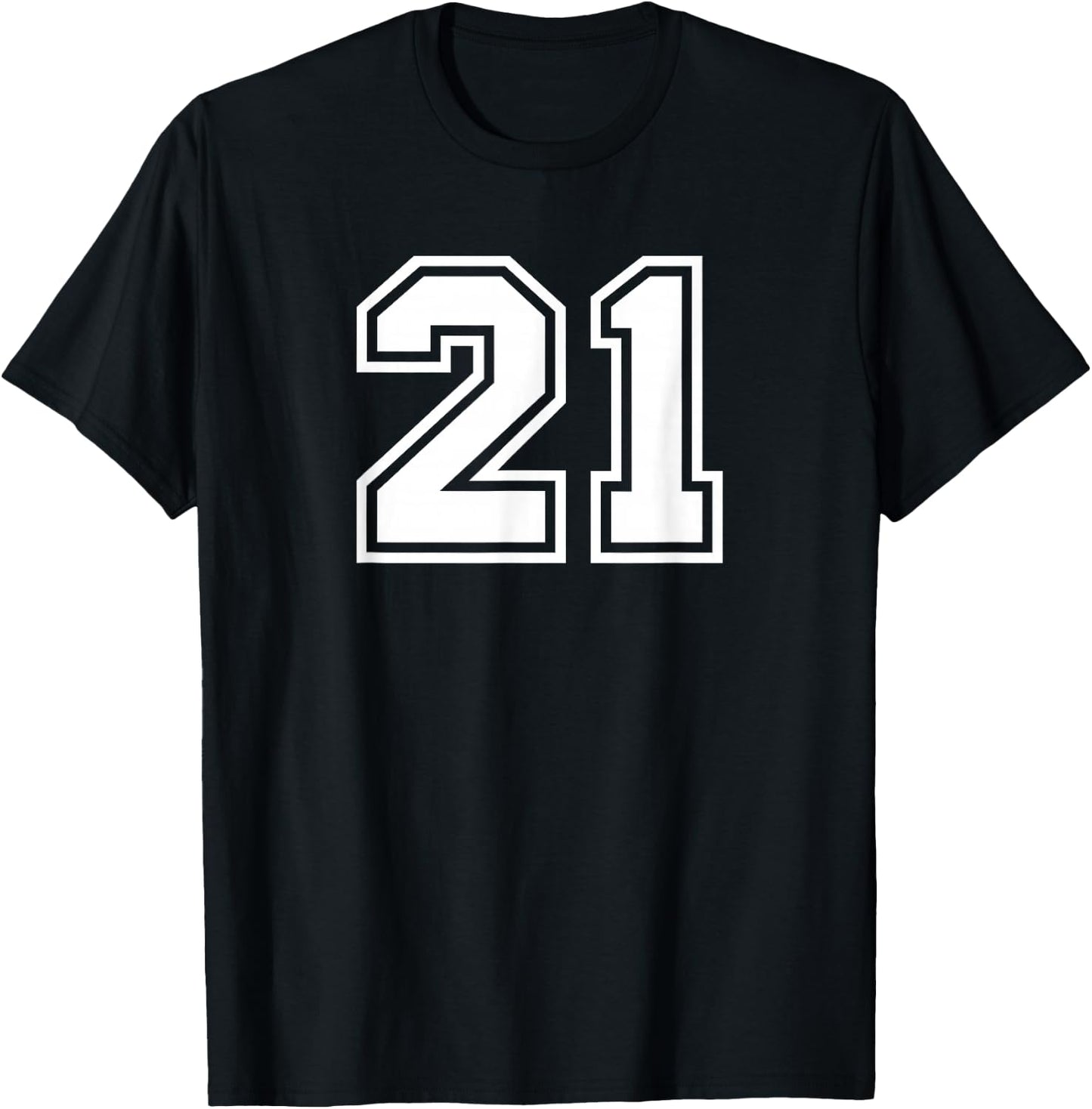 Number #21 Sport White Number T-Shirt - T-Shirt | Black