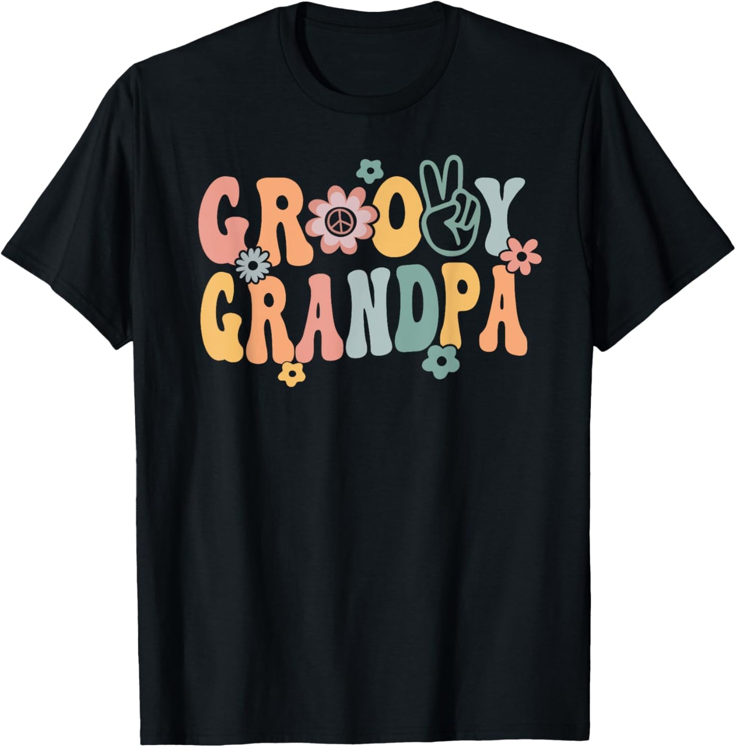 Groovy Grandpa Retro Opa Matching Family 1st Birthday Party T-Shirt - T-Shirt | Black