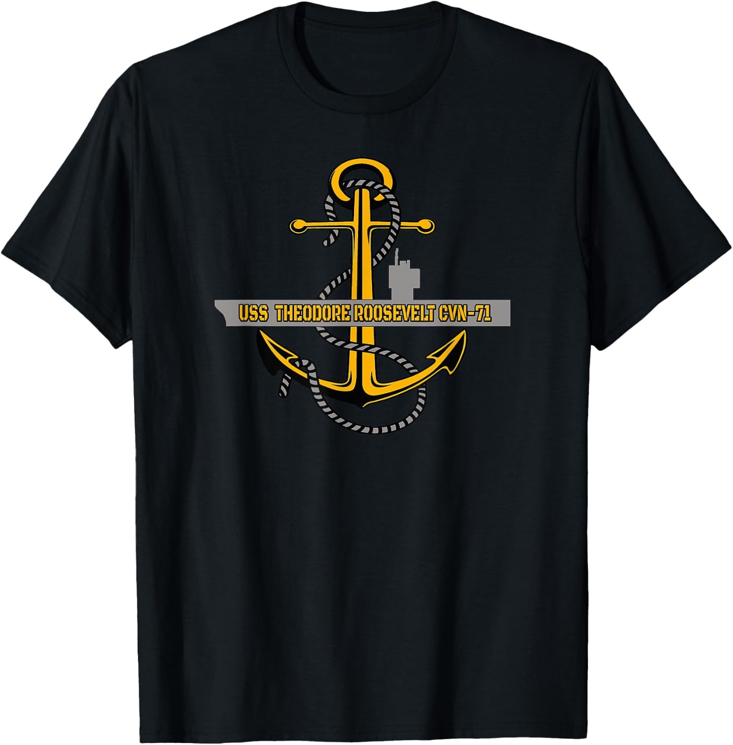 Aircraft Carrier USS Theodore Roosevelt CVN-71 Front&Back T-Shirt - T-Shirt | Black