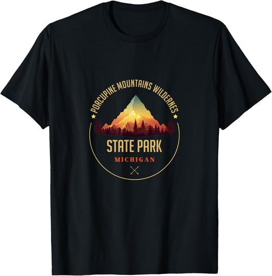 Porcupine Mountains Wilderness State Park Souvenir Apparel T-Shirt - T-Shirt | Black