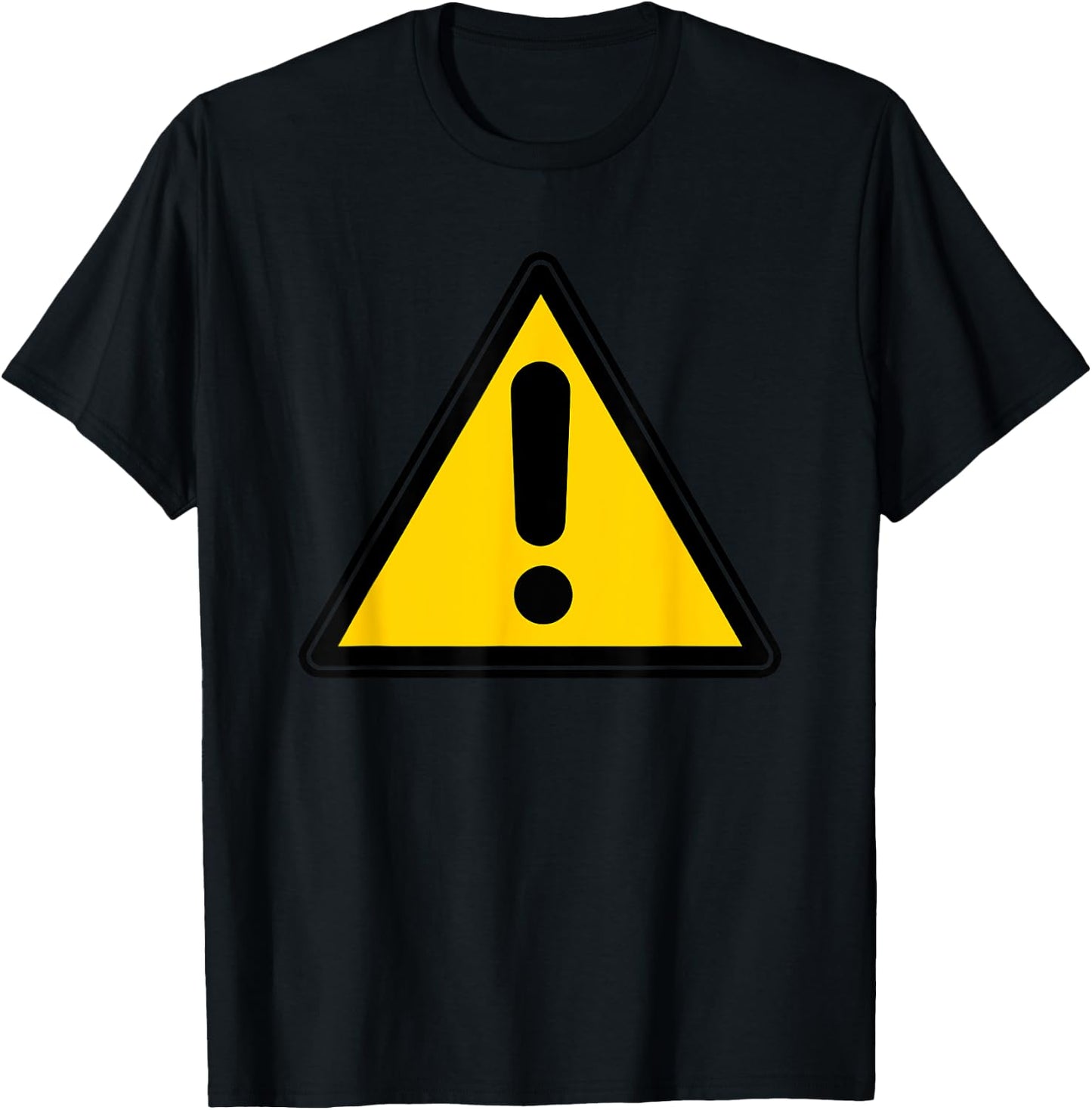 Yellow Caution Warning Exclamation Street Sign Triangle T-Shirt - T-Shirt | Black