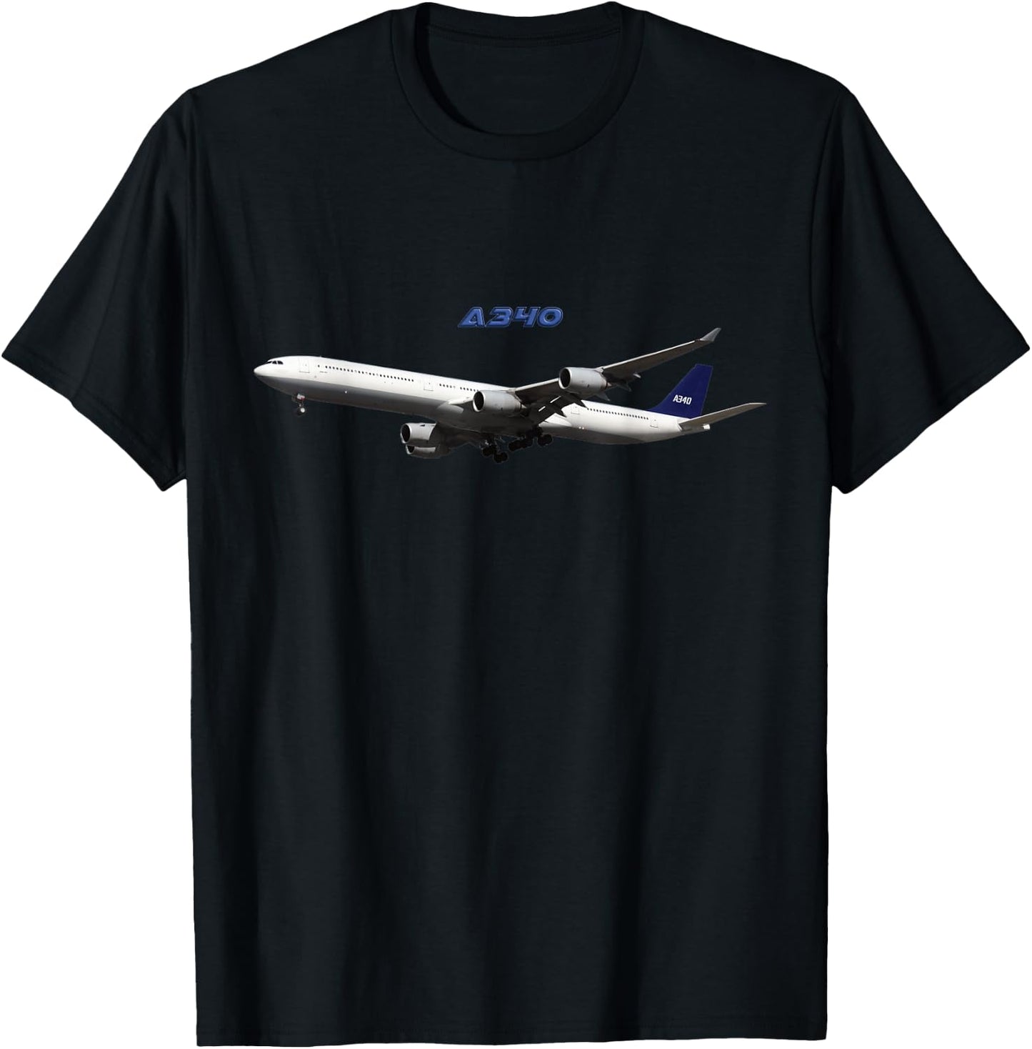 A340 Passenger Airliner, Aeroplane, Wide Body Plane T-Shirt - T-Shirt | Black