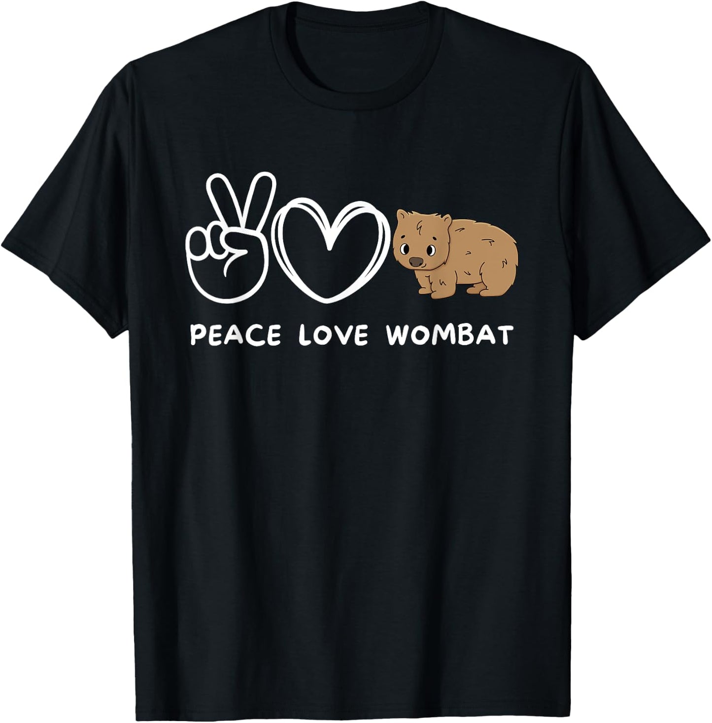 Peace, Love Wombat Retro Wombat Lover Animals Lover T-Shirt - T-Shirt | Black