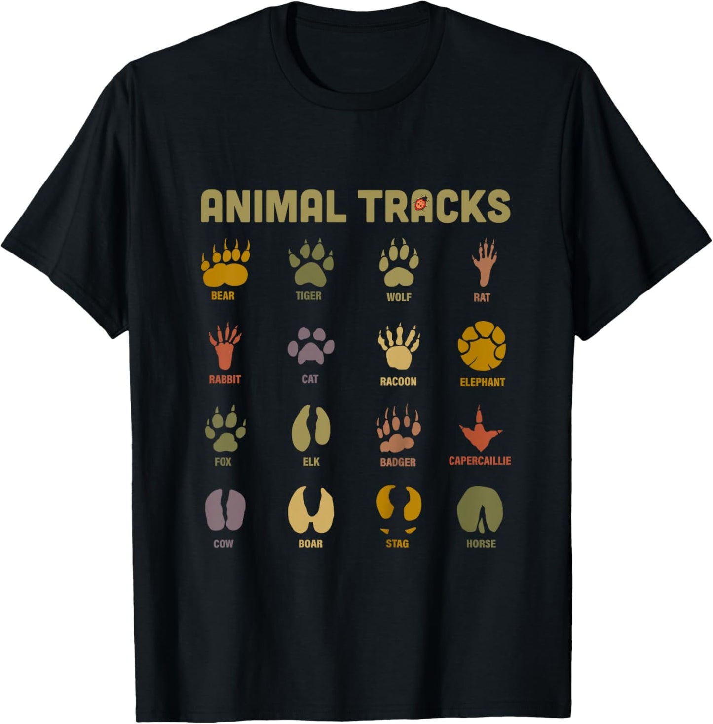 Kids Children's Kids Wild Animal Tracks Teacher's Learning Design T-Shirt - T-Shirt | Black