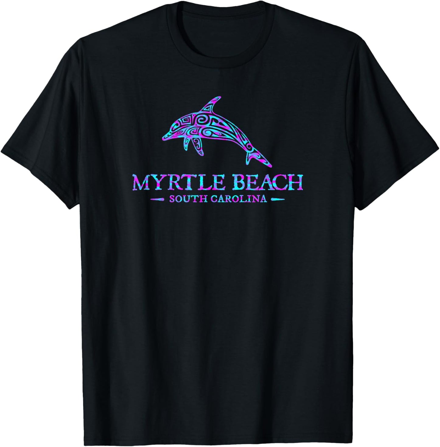 Myrtle Beach South Carolina Dolphin Boys Girls Souvenir T-Shirt - T-Shirt | Black