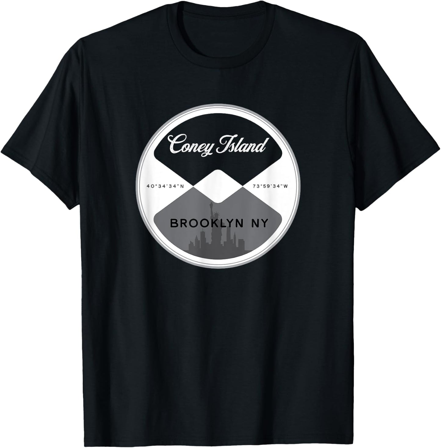 Coney Island Brooklyn New York City NYC Circle Graphic T-Shirt - T-Shirt | Black