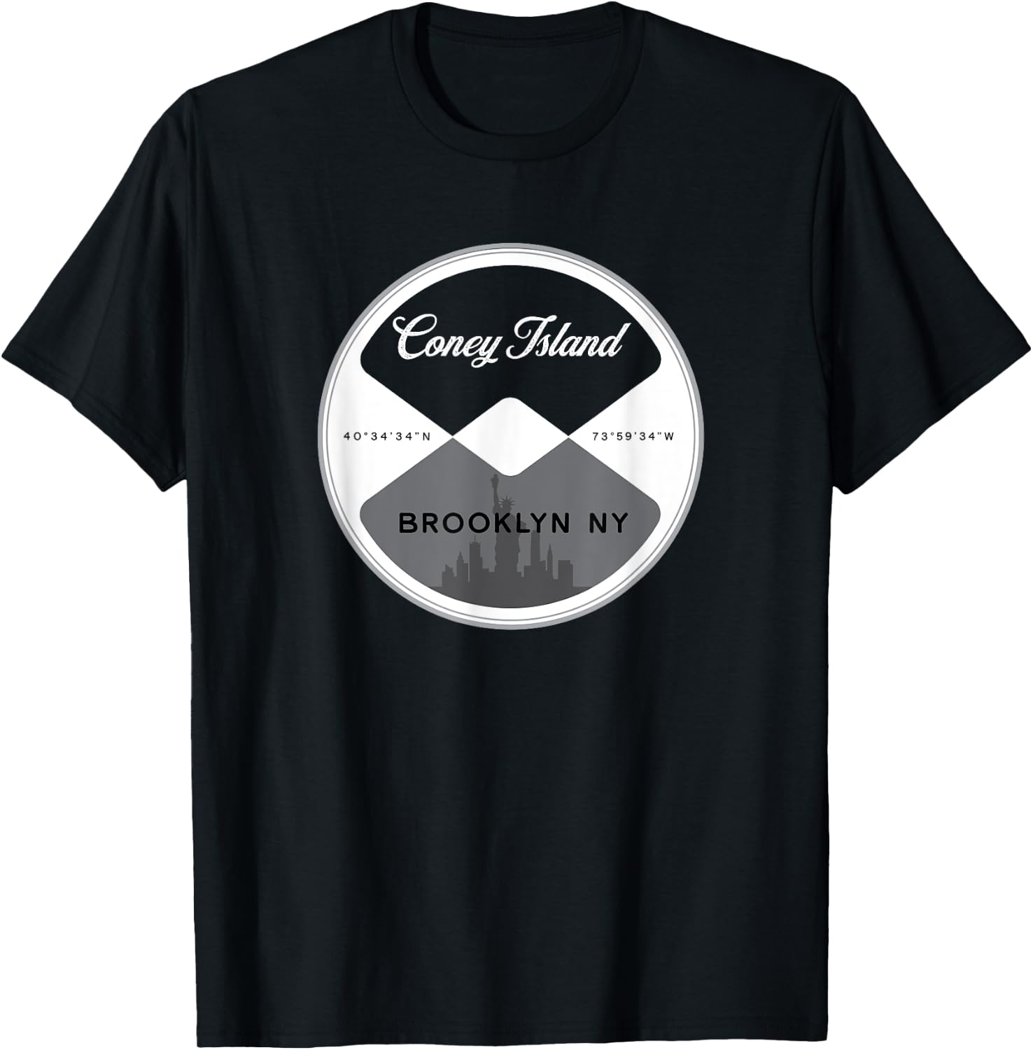 Coney Island Brooklyn New York City NYC Circle Graphic T-Shirt - T-Shirt | Black