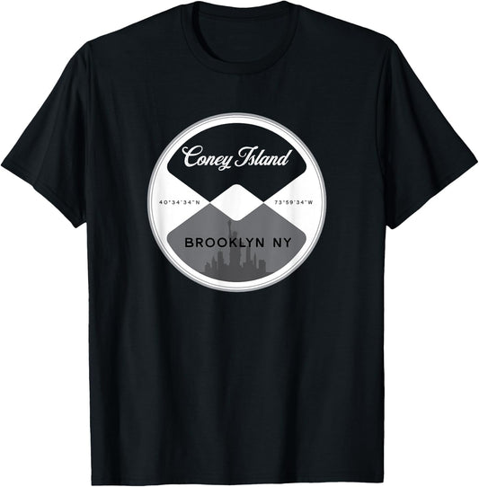 Coney Island Brooklyn New York City NYC Circle Graphic T-Shirt - T-Shirt | Black