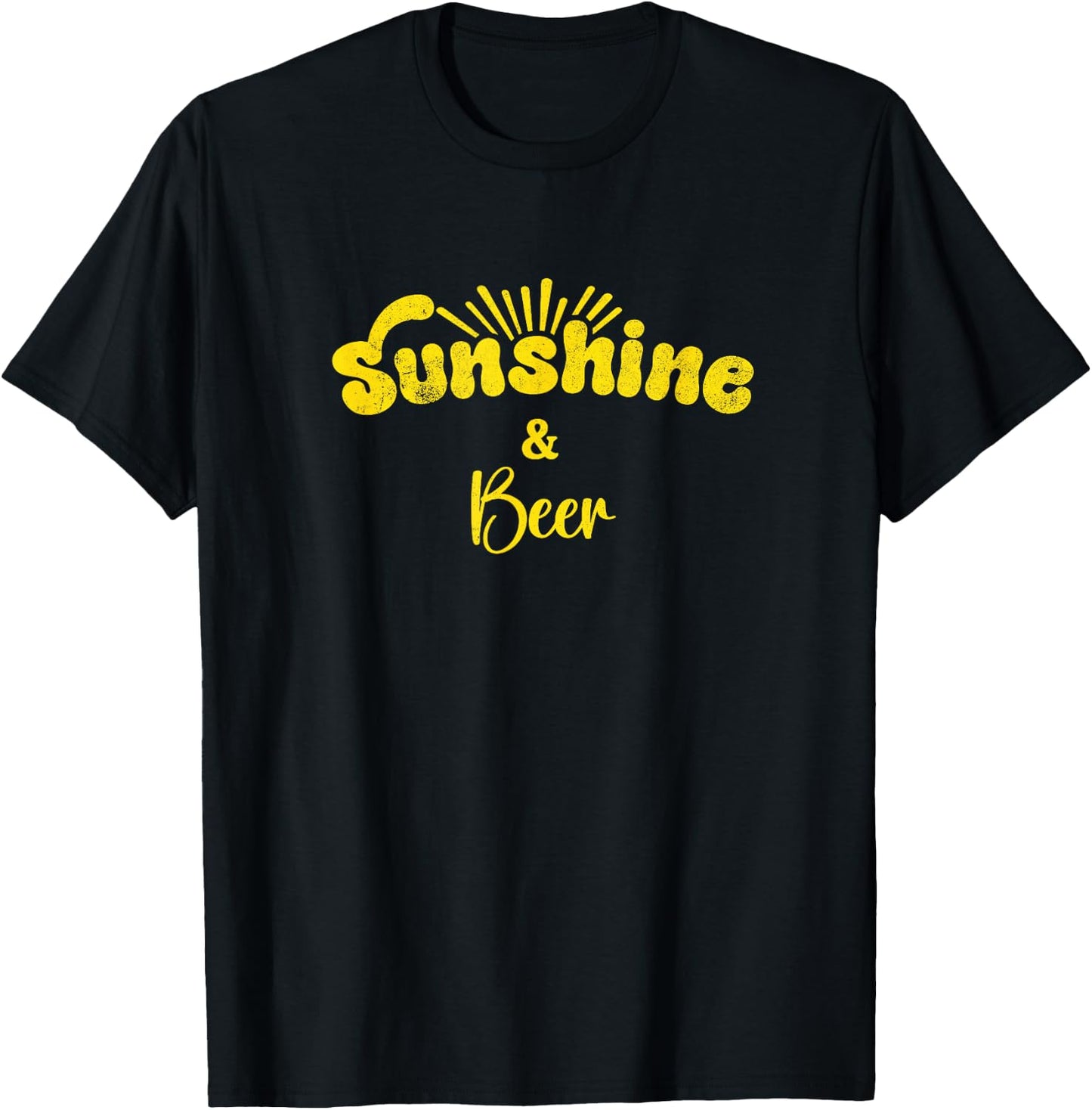Sunshine and Beer | Cute Summer Vintage Graphic T-Shirt - T-Shirt | Black