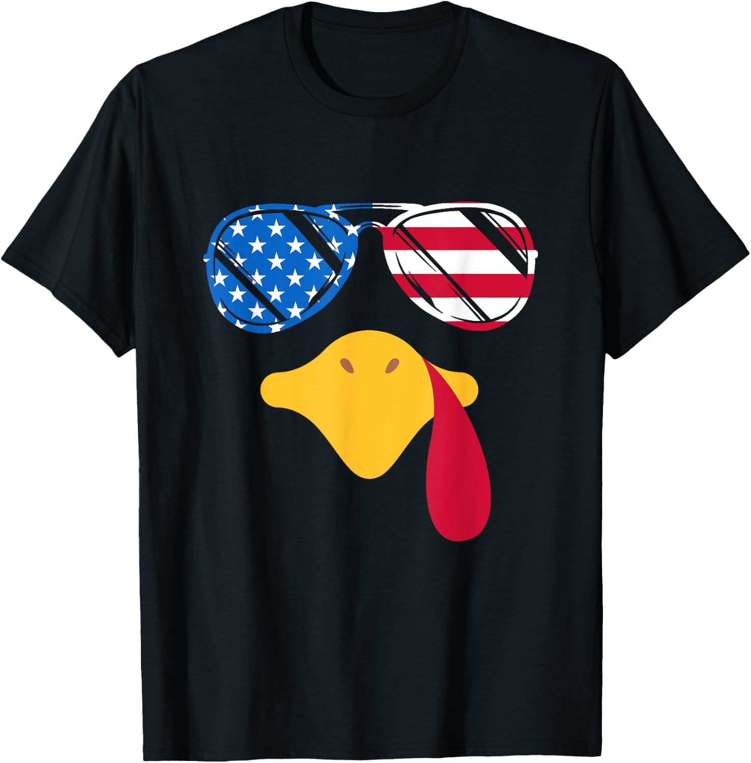 Cool Turkey Face Sunglasses American Flag Funny Thanksgiving Kids Men T-Shirt - T-Shirt | Black
