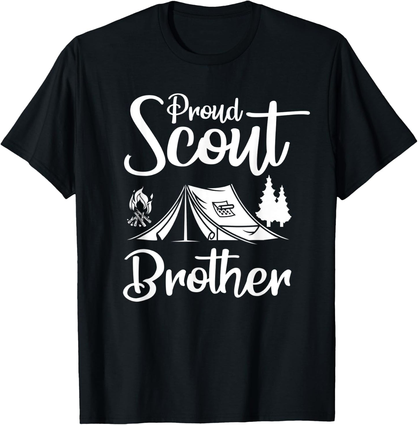 Proud Scout Brother Camping Scouting Tent Scout Leader T-Shirt - T-Shirt | Black