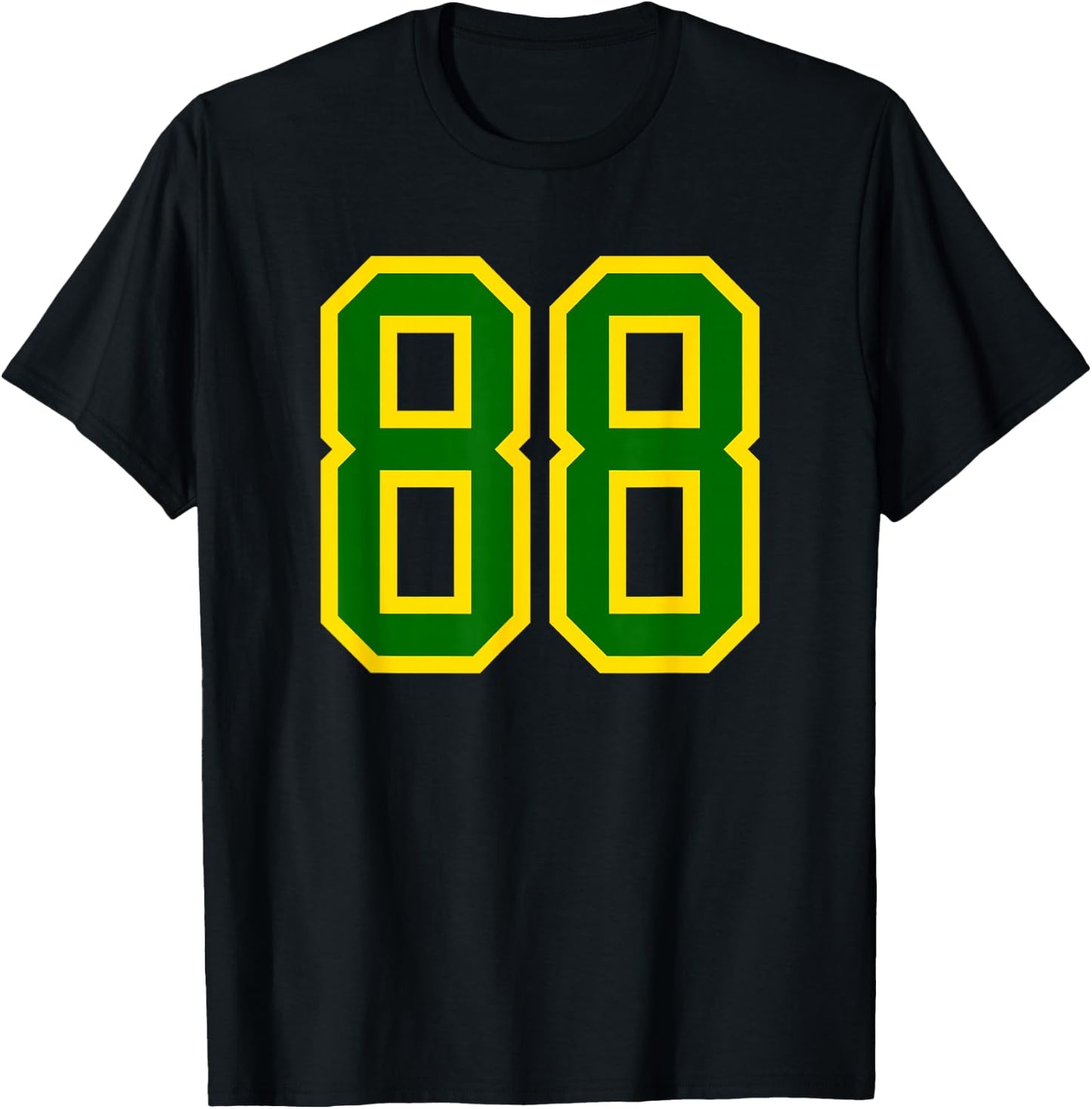 Green Yellow Sports Number 88 T-Shirt - T-Shirt | Black