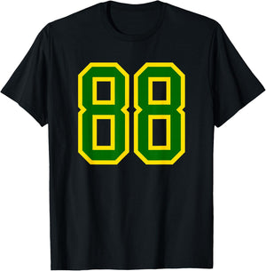 Green Yellow Sports Number 88 T-Shirt - T-Shirt | Black