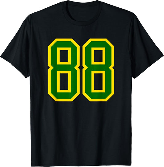 Green Yellow Sports Number 88 T-Shirt - T-Shirt | Black