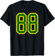 Green Yellow Sports Number 88 T-Shirt - T-Shirt | Black