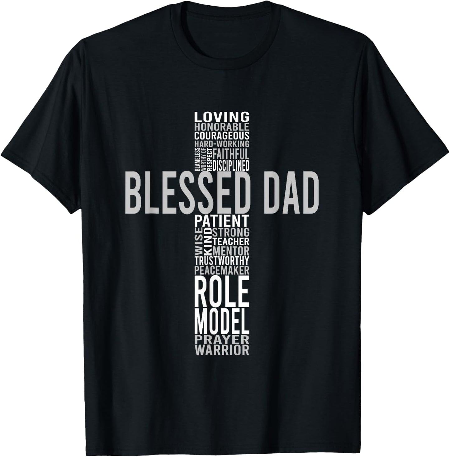 Blessed Loving Dad Cross Inspiration T-Shirt - T-Shirt | Black