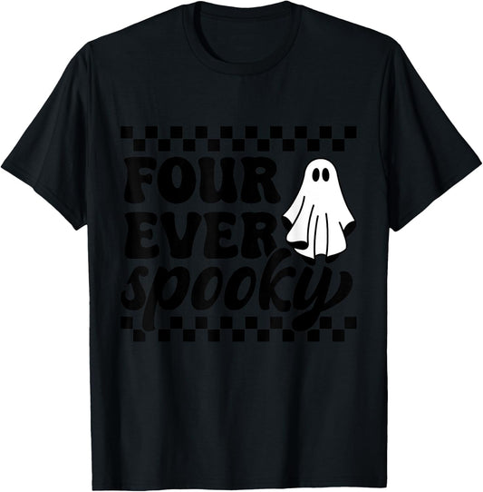 4th Fourth Birthday Four Year Old Halloween Four Ever Spooky T-Shirt - T-Shirt | Black
