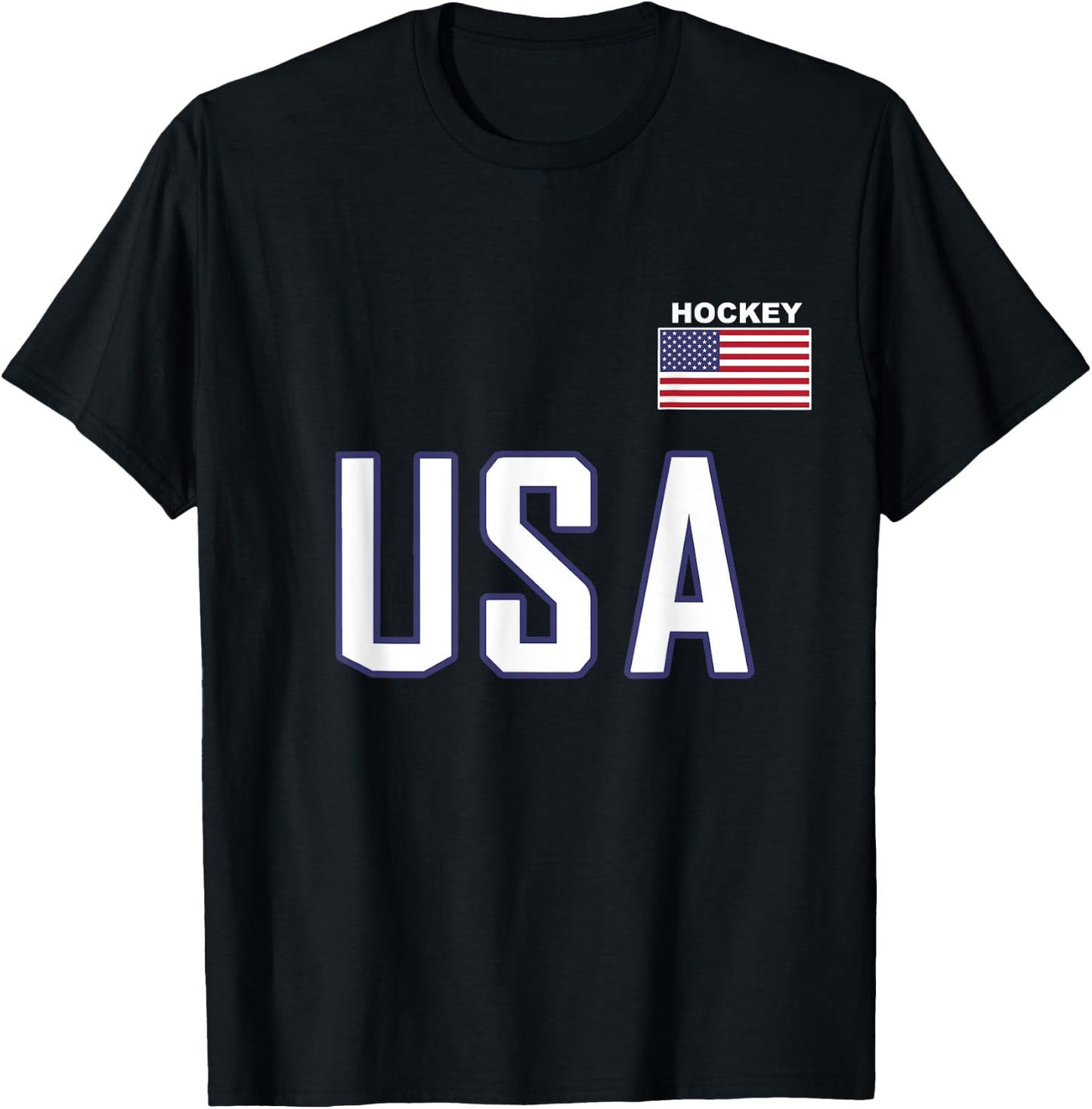 USA Flag Hockey Team Cool Player Equipment Apparel Men Women T-Shirt - T-Shirt | Black