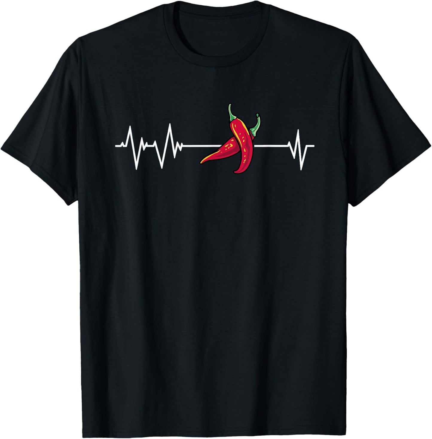 Great Chili Pod Heartbeat Outfit American Tex-Mex Spicy Dish T-Shirt - T-Shirt | Black
