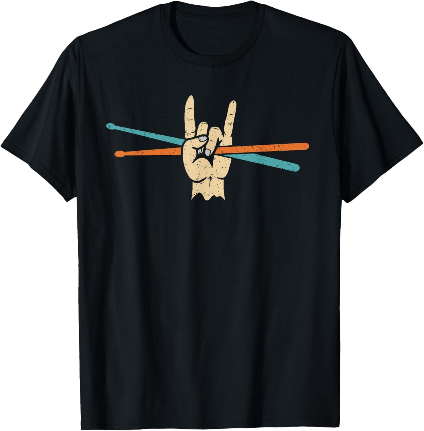 Retro Drum Sticks Art Men Boys Kids Percussion Drum Player T-Shirt - T-Shirt | Black
