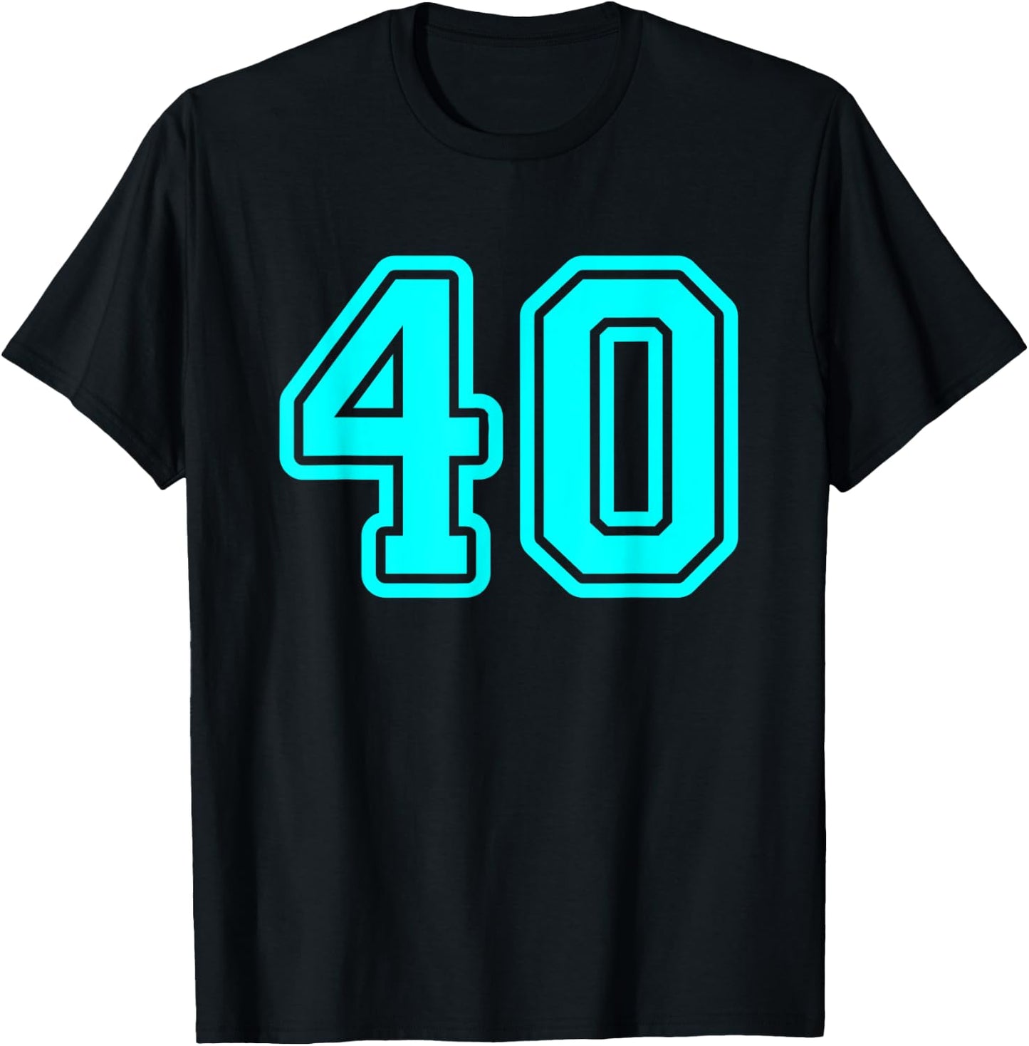 Jersey #40 Cyan Sports Team Player Fan Jersey Number 40 T-Shirt - T-Shirt | Black