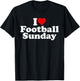 I Love Heart Football Sunday Weekend T-Shirt - T-Shirt | Black
