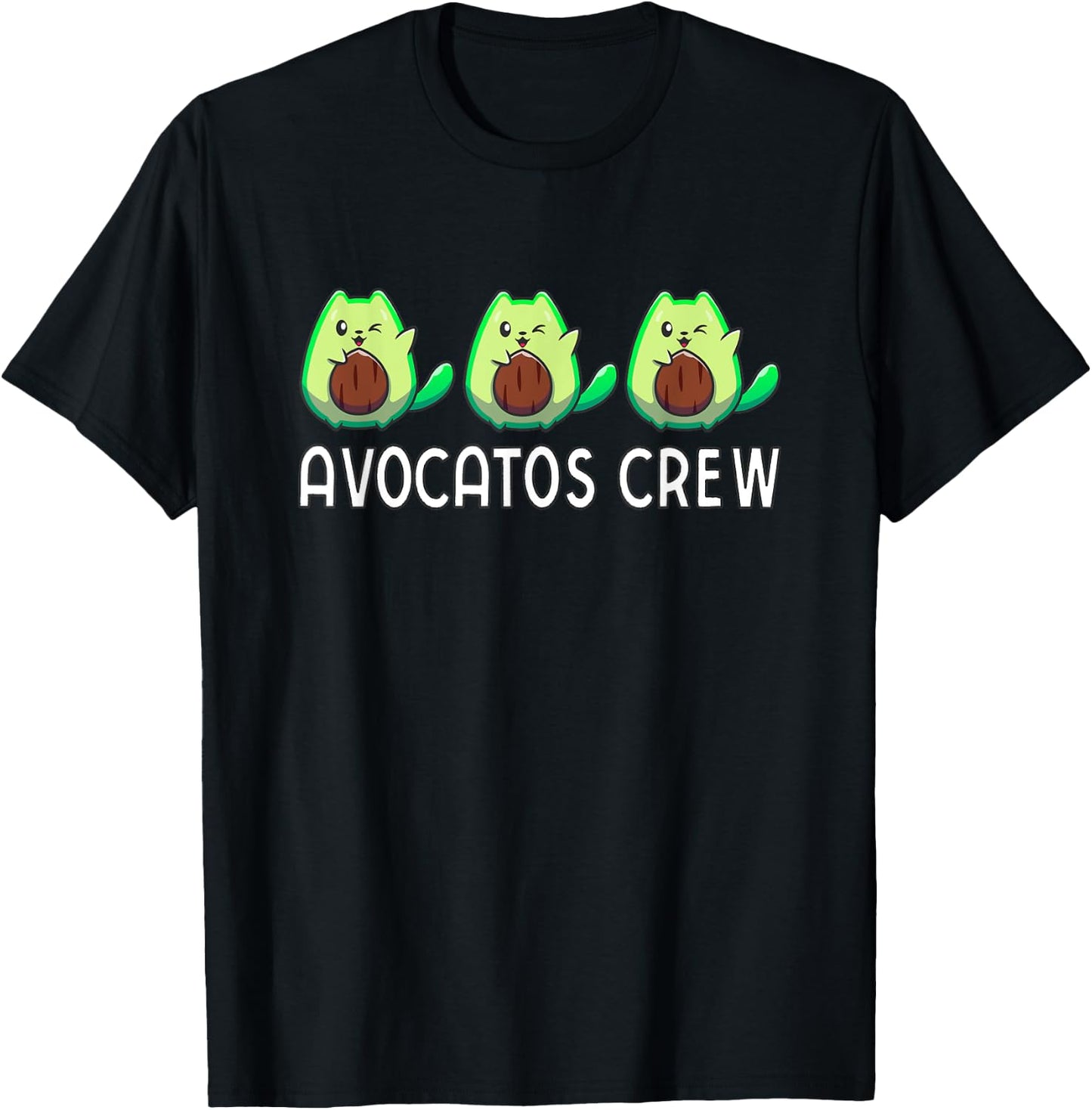 Avocado Cat Avocato Crew Avogato Cat Vegan Men Women Girls Kids T-Shirt - T-Shirt | Black